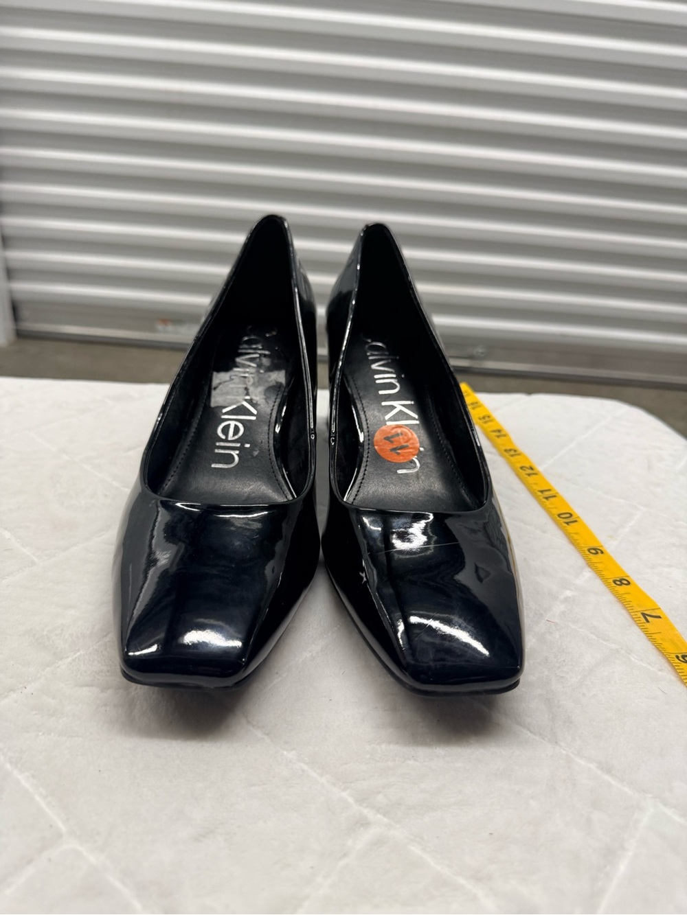 Calvin Klein Black Patent Square-Toe Pumps